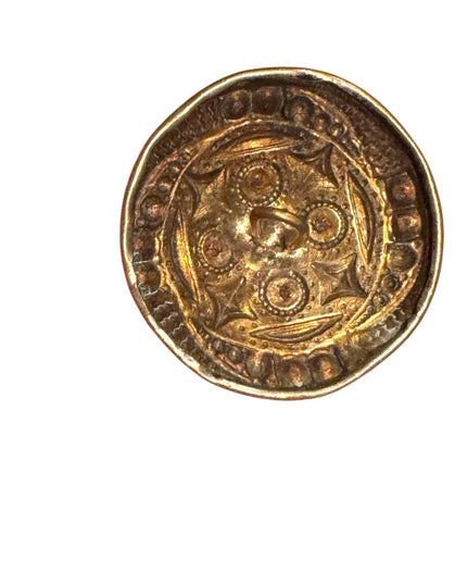 Antique French Brass Cut steel Decorative domed Button Victorian 1800s
