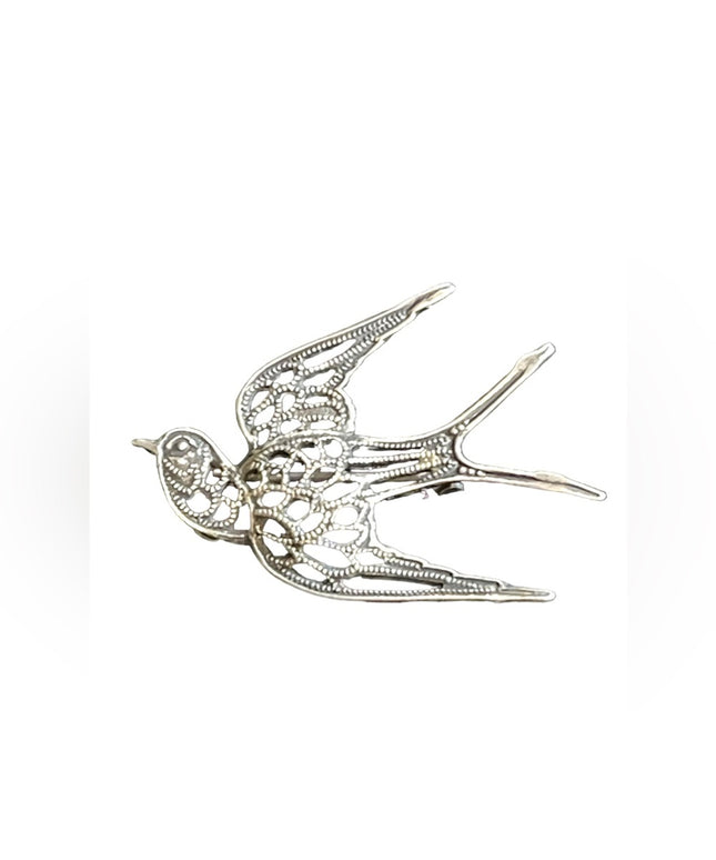 Antique 900 silver lovely Swallow bird brooch