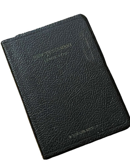 Antique 1930s Black Leather New Testament Bible book King James Version