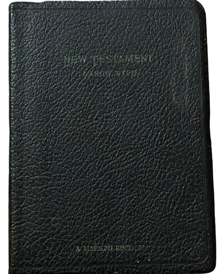 Antique 1930s Black Leather New Testament Bible book King James Version