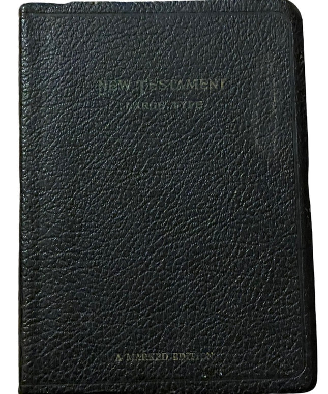 Antique 1930s Black Leather New Testament Bible book King James Version