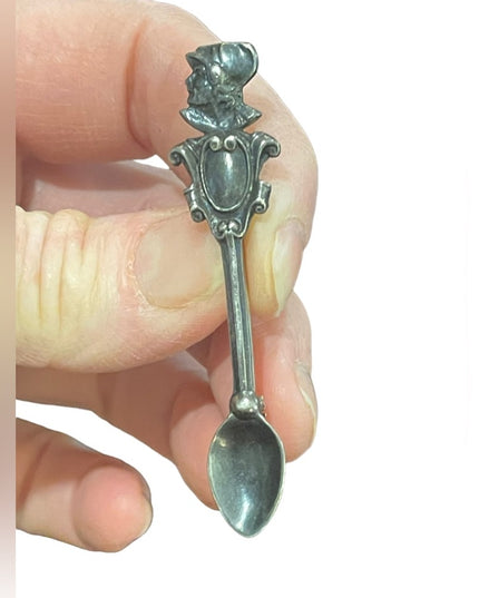 Antique European KNIGHT sterling silver 925 spoon brooch