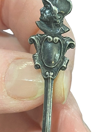 Antique European KNIGHT sterling silver 925 spoon brooch