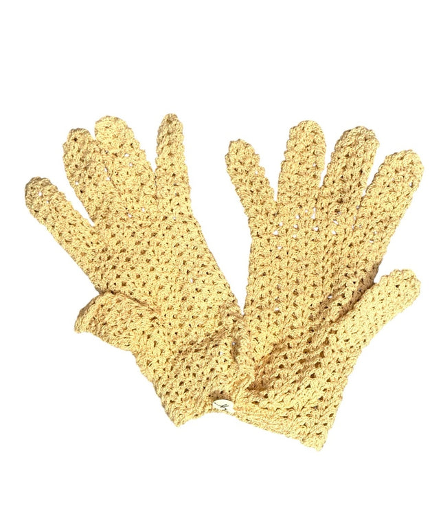 Antique Handmade Crochet Cream White Gloves