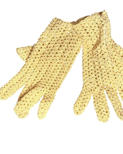 Antique Handmade Crochet Cream White Gloves
