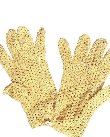 Antique Handmade Crochet Cream White Gloves