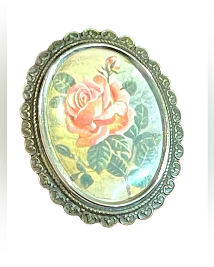 Art Deco Antique TLM England Flower metal cameo style brooch