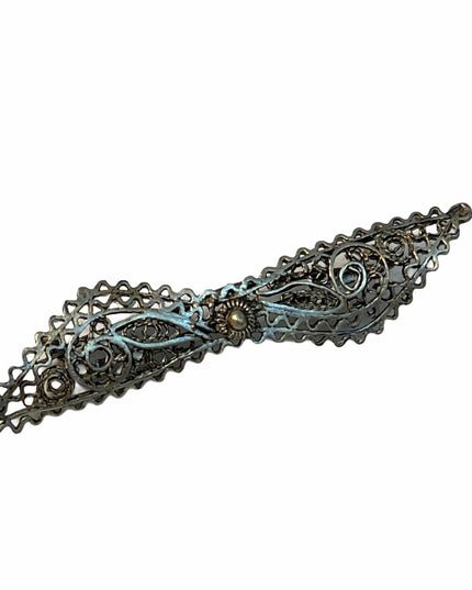 Antique sterling silver filagree bar brooch