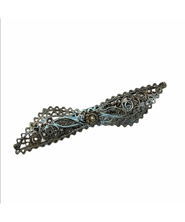 Antique sterling silver filagree bar brooch