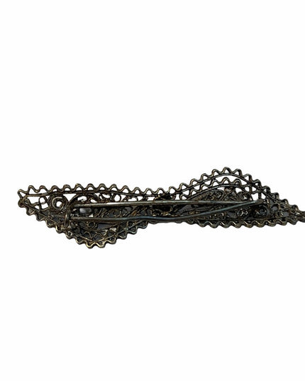 Antique sterling silver filagree bar brooch