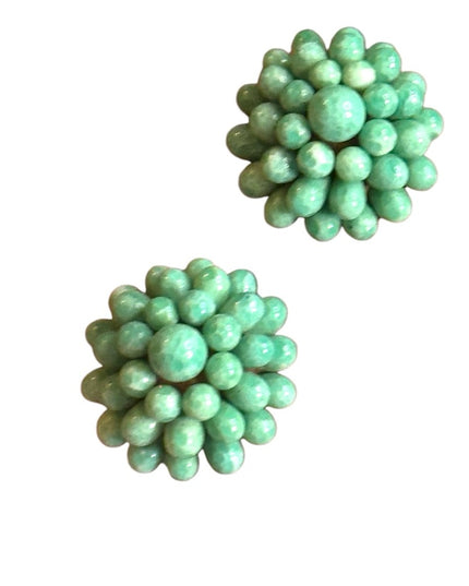 Vintage CZECH Green Beaded screw back Earrings