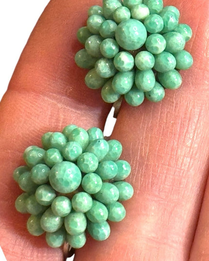 Vintage CZECH Green Beaded screw back Earrings