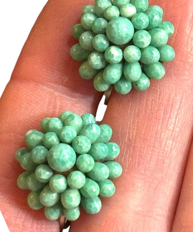 Vintage CZECH Green Beaded screw back Earrings