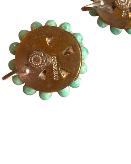 Vintage CZECH Green Beaded screw back Earrings