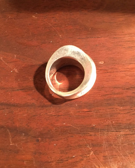 Vintage sterling silver hand forged 1950s modernist chunky ring