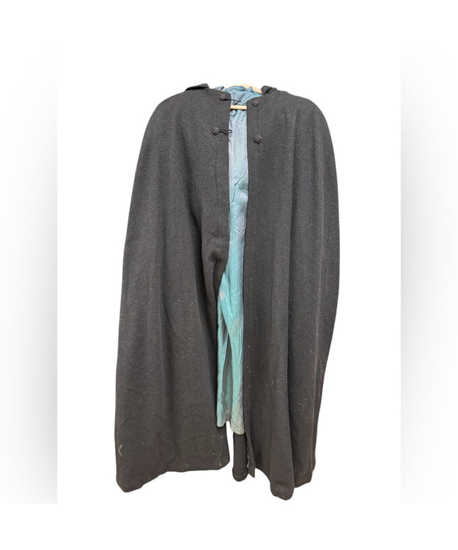 Antique Late 1800s Hooded Black Victorian Cape Cloak