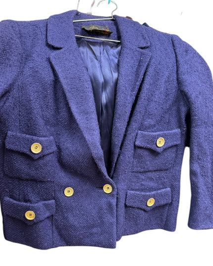 Vintage 1970s Braemar Blue Fancy Blazer Gold Buttons