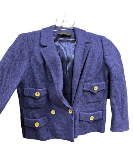 Vintage 1970s Braemar Blue Fancy Blazer Gold Buttons