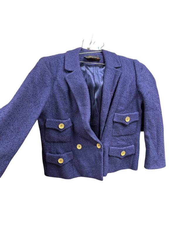 Vintage 1970s Braemar Blue Fancy Blazer Gold Buttons
