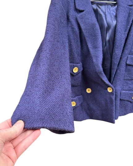 Vintage 1970s Braemar Blue Fancy Blazer Gold Buttons