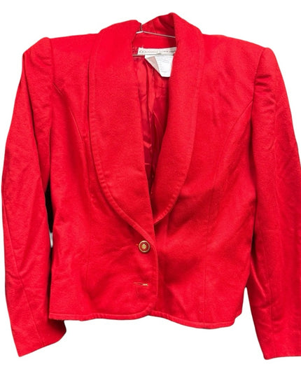 Vintage Hanae Mori Paris Red Cashmere Wool Blazer