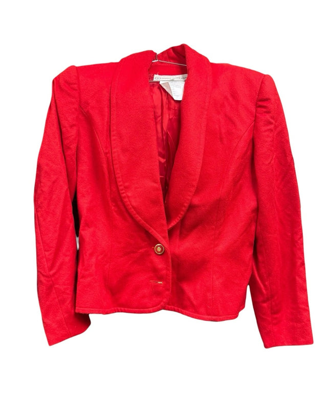 Vintage Hanae Mori Paris Red Cashmere Wool Blazer