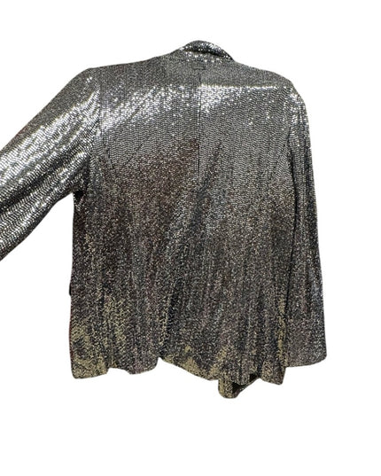 Tahari Sequin Jazzy Stunning Sparkle Blazer Silver Metalic