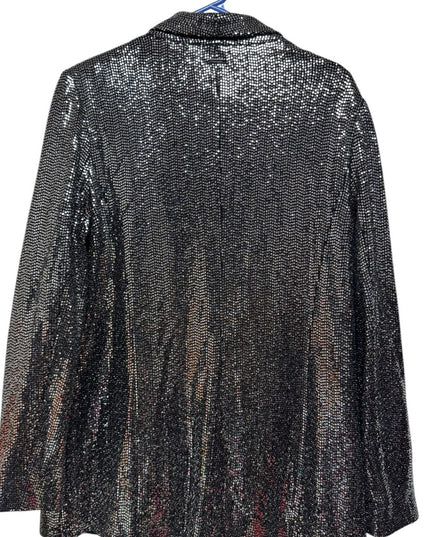 Tahari Sequin Jazzy Stunning Sparkle Blazer Silver Metalic