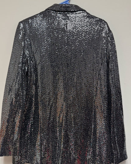 Tahari Sequin Jazzy Stunning Sparkle Blazer Silver Metalic