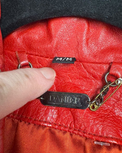 Stunning 1980s Danier Red Leather Zippered Jacket