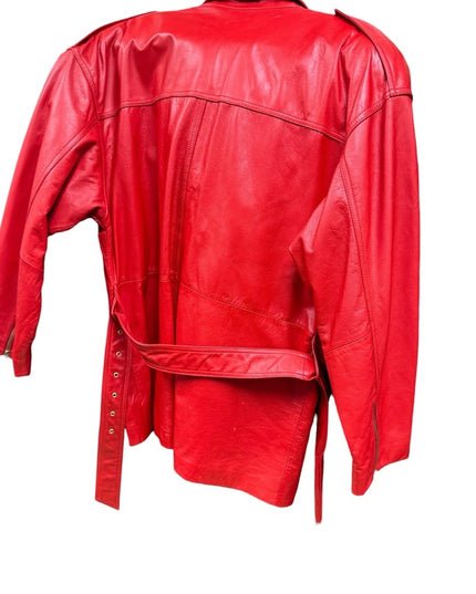 Stunning 1980s Danier Red Leather Zippered Jacket