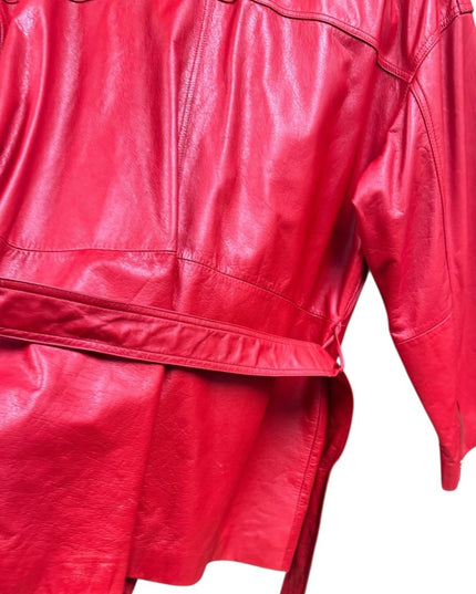 Stunning 1980s Danier Red Leather Zippered Jacket