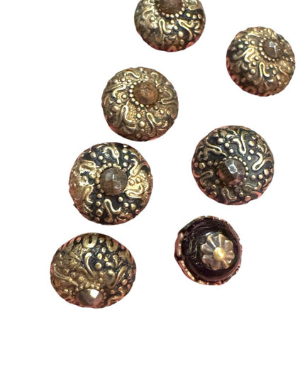 Antique Paris France Victorian Gold Plated Ornate floral design Button lot