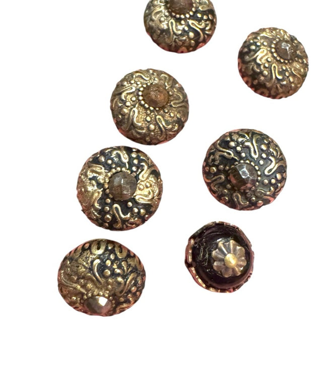 Antique Paris France Victorian Gold Plated Ornate floral design Button lot