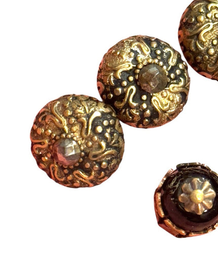 Antique Paris France Victorian Gold Plated Ornate floral design Button lot