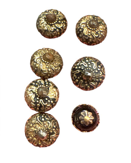 Antique Paris France Victorian Gold Plated Ornate floral design Button lot