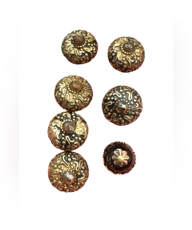Antique Paris France Victorian Gold Plated Ornate floral design Button lot