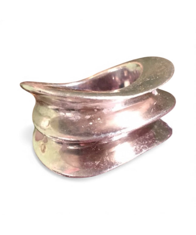 Vintage sterling silver hand forged 1950s modernist chunky ring