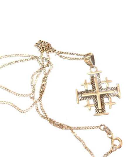 Sterling silver 925 Crusaders cross Jerusalem import pendant necklace