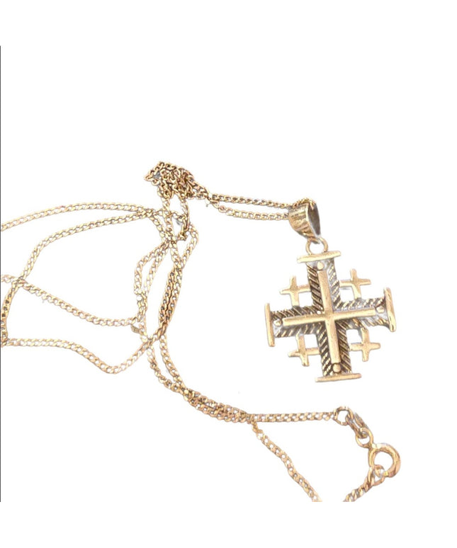 Sterling silver 925 Crusaders cross Jerusalem import pendant necklace