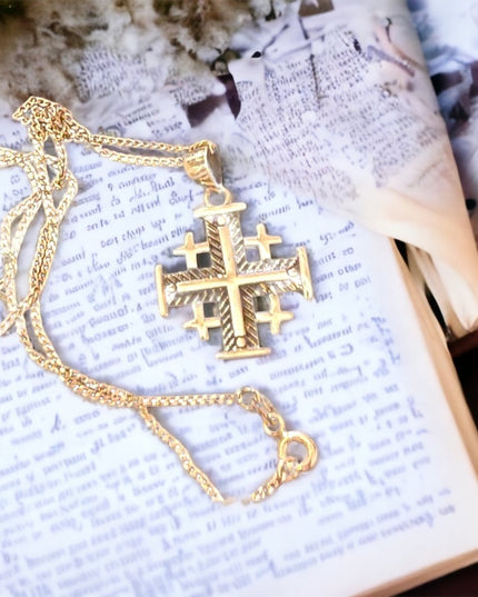 Sterling silver 925 Crusaders cross Jerusalem import pendant necklace