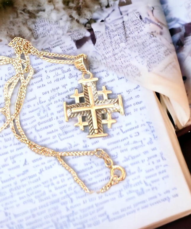 Sterling silver 925 Crusaders cross Jerusalem import pendant necklace