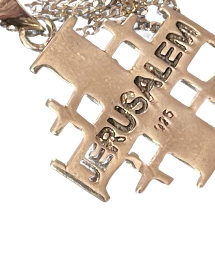 Sterling silver 925 Crusaders cross Jerusalem import pendant necklace