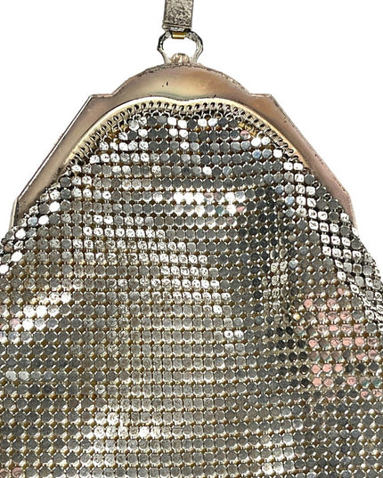 Vintage 1950s Whiting & Davis silver wristlet metal mesh chain mail even…