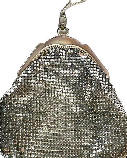 Vintage 1950s Whiting & Davis silver wristlet metal mesh chain mail even…