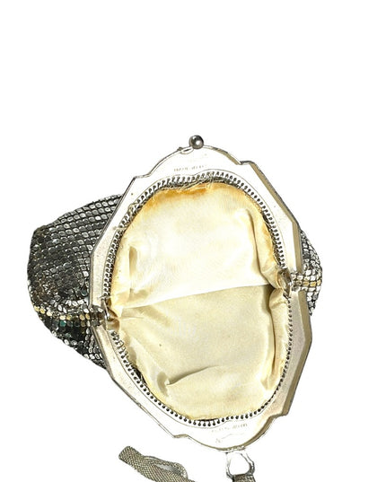 Vintage 1950s Whiting & Davis silver wristlet metal mesh chain mail even…