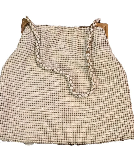 Vintage White Deco Chain Mail metal 1940s Whiting & Davis evening bag we…