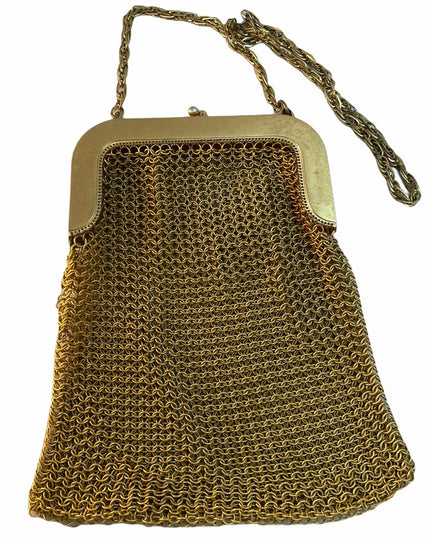 - Antique Whiting & Davis Gold brass chain mail bag