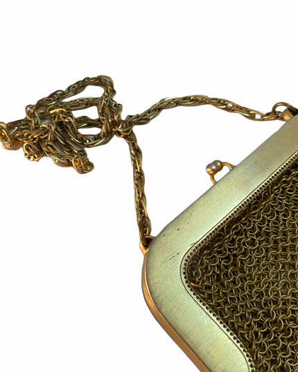 - Antique Whiting & Davis Gold brass chain mail bag