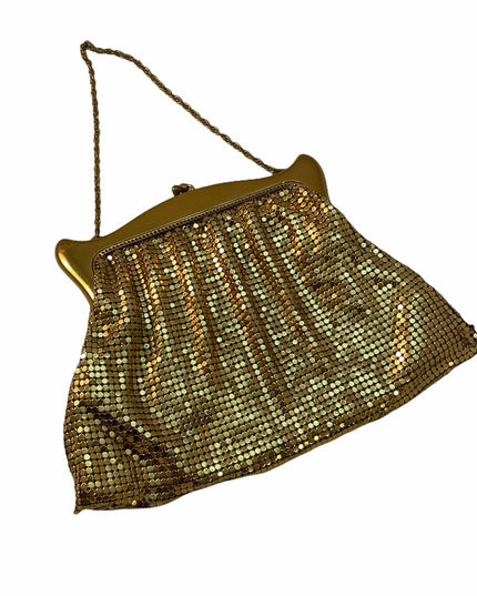 VTG Whiting & Davis gold chain mail evening bag